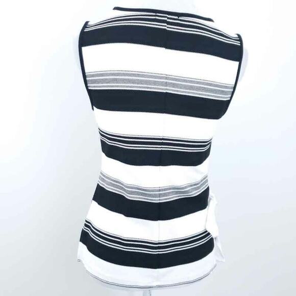 Halogen Career Tank Side Ruching Black White SMALL Sleeveless Shirt Blouse - Picture 3 of 6